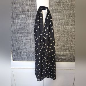 Black with light green polka dot scarf.